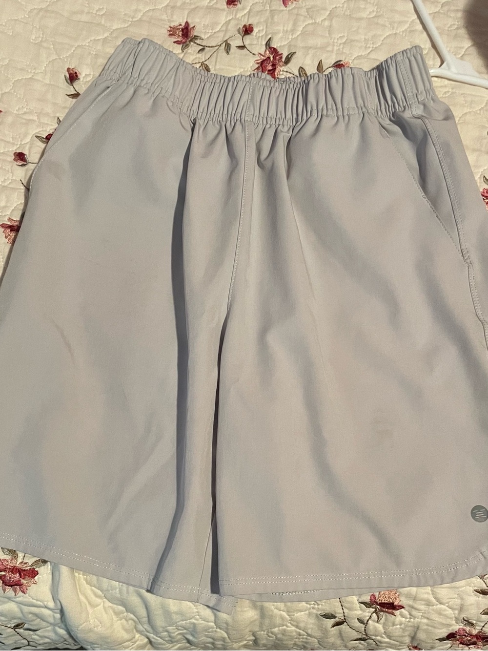 Boys Light Gray Athletic Shorts with Elastic Waist and pockets
